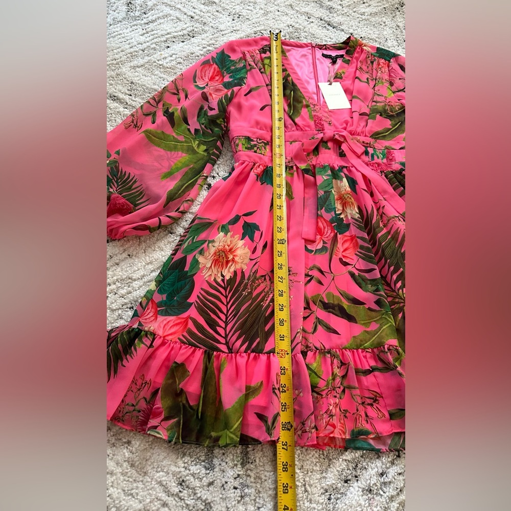 Alex Marie Vibrant Pink Floral Long Sleeve Dress - Picture 3 of 16